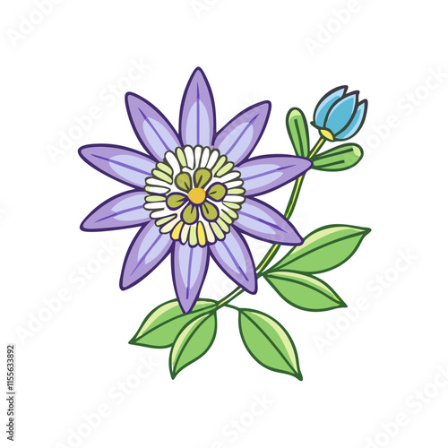 passionflower flower illustration, flower vector art, flower icon - Minimalistic flat illustration of passionflower flower flower, perfect for icons, logos, and floral-themed designs.


