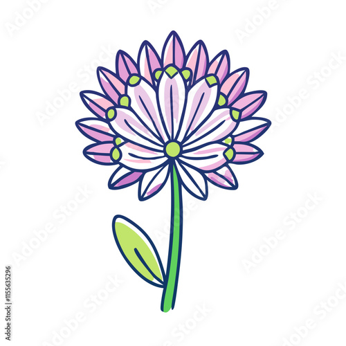 allium flower illustration, flower vector art, flower icon - Minimalistic flat illustration of allium flower flower, perfect for icons, logos, and floral-themed designs.

