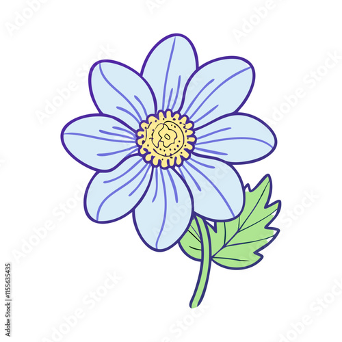 anemone flower illustration, flower vector art, flower icon - Minimalistic flat illustration of anemone flower flower, perfect for icons, logos, and floral-themed designs.

