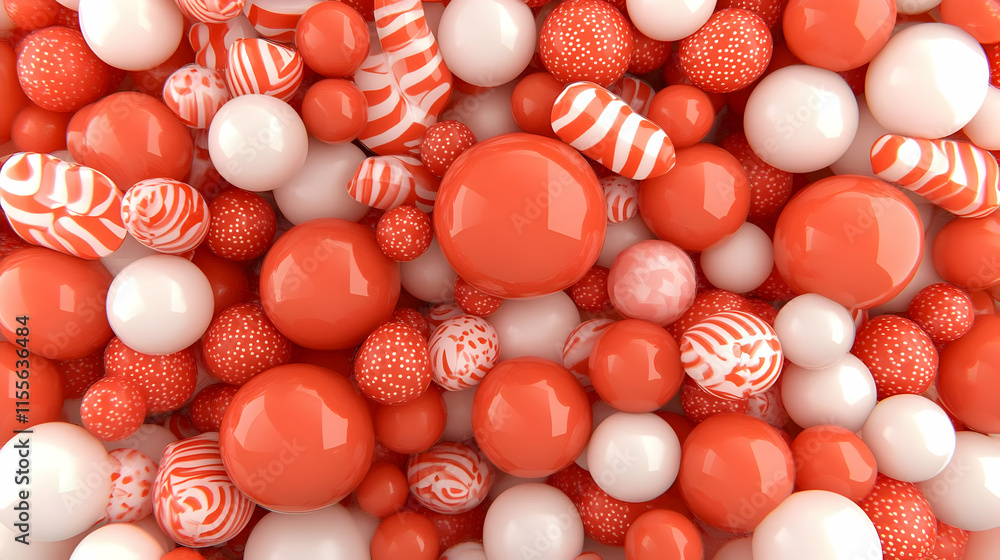 Obraz premium Abstract 3D Red and White Sphere Background