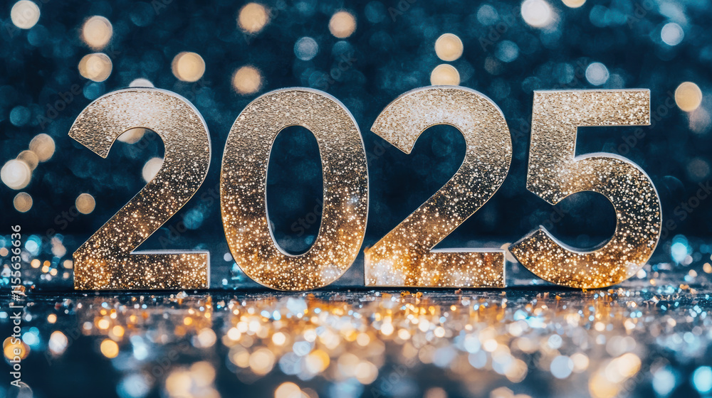 Glittering 2025 numbers on sparkling background, celebrating new year Glittering 2025 numbers on sparkling background, celebrating new year