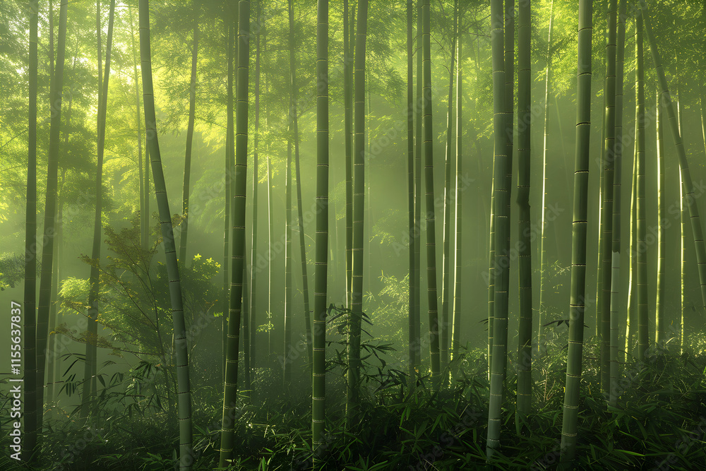 Emerald Enclave: A Meditative Walk Through a Bamboo Forest Bathed in Sunlight Emerald Enclave: A Meditative Walk Through a Bamboo Forest Bathed in Sunlight