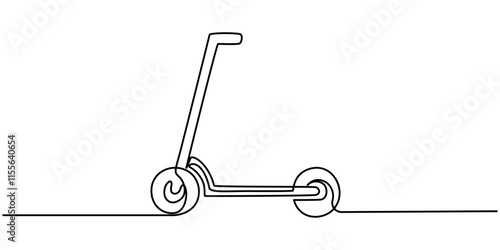 Continuous one line drawing scooter on a white background. vector illustration, Scooter in continuous line art drawing style. Stand-up scooter for short distance transportation minimalist black linear