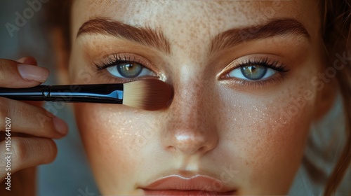 Reveling in beauty A closeup of a woman getting makeup applied in a serene se...