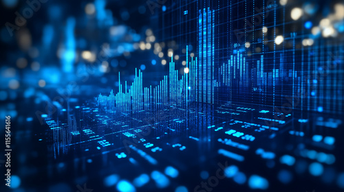 stock market graph illustration concept, blue tones, generative ai