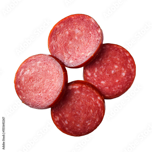 Delicious Salami Slices on transparent background