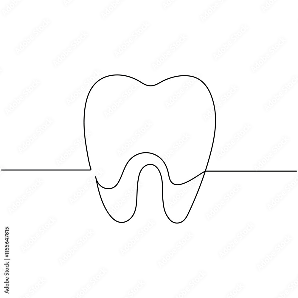 Teeth icon continuous one line drawing outline vector illustration Teeth icon continuous one line drawing outline vector illustration