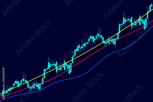 Japanese candlestick chart: stock market investment strategy analysis. Vector illustration.