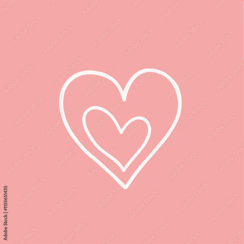 White Outline of Two Hearts on Pink Background White Outline of Two Hearts on Pink Background
