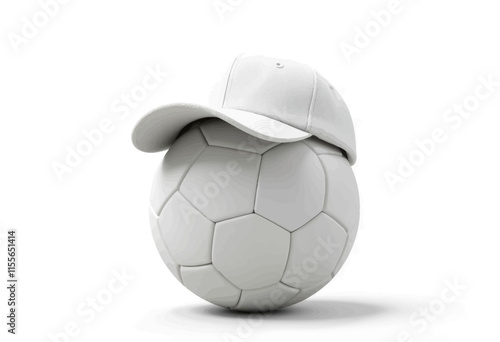 White Soccer Ball with Baseball Cap