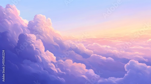 Wallpaper Mural Serene and Dreamy Sky Landscape with Fluffy Clouds and Soft Pastel Colors at Sunset Capturing a Tranquil and Ethereal Atmosphere Above the Horizon Torontodigital.ca