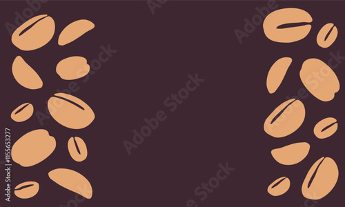 coffee grain background. coffee beans background for packaging or presentation. flat style coffee beans. coffee grain illustration. dark background.