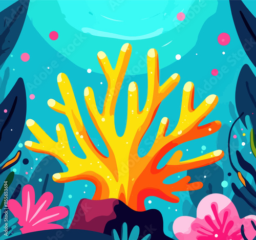 Vibrant Underwater Scene with Coral and Fish photo