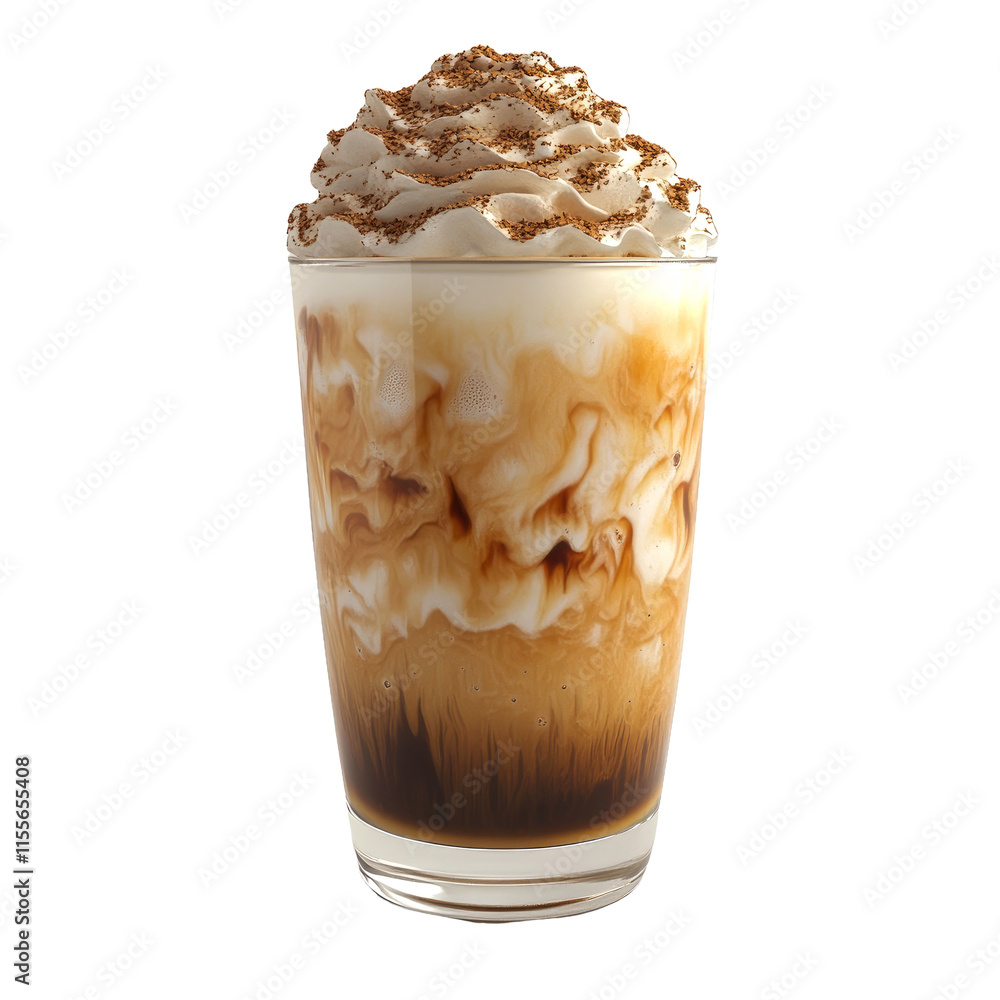 Iced coffee drink with whipped cream and cinnamon. Iced coffee drink with whipped cream and cinnamon.