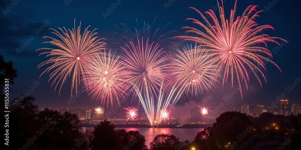 Silvester New year New Year's Eve Party, new years eve background banner panorama long- firework fireworks on rustic dark blue night sky texture on sky Silvester New year New Year's Eve Party, new years eve background banner panorama long- firework fireworks on rustic dark blue night sky texture on sky