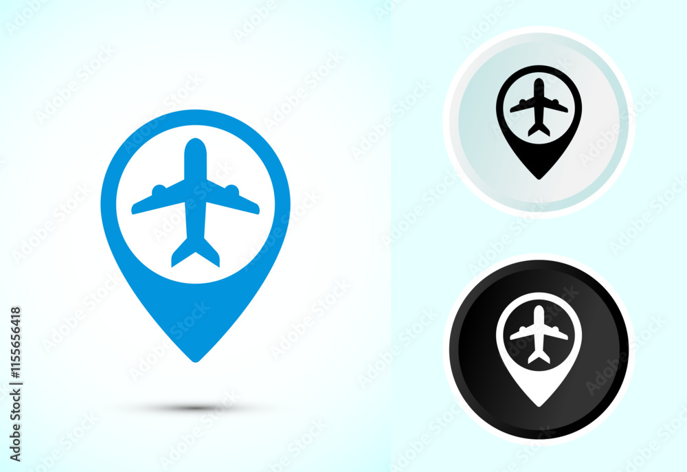 Airplane Icon Button Design Illustration. Flight Transport Sign. Travel, Holiday symbol Airplane Icon Button Design Illustration. Flight Transport Sign. Travel, Holiday symbol