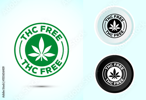 THC free icon design illustration, CBD hemp oil label, marijuana oil