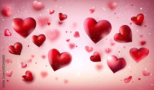 Glowing  heart with multiple hearts in background representing love and affection
