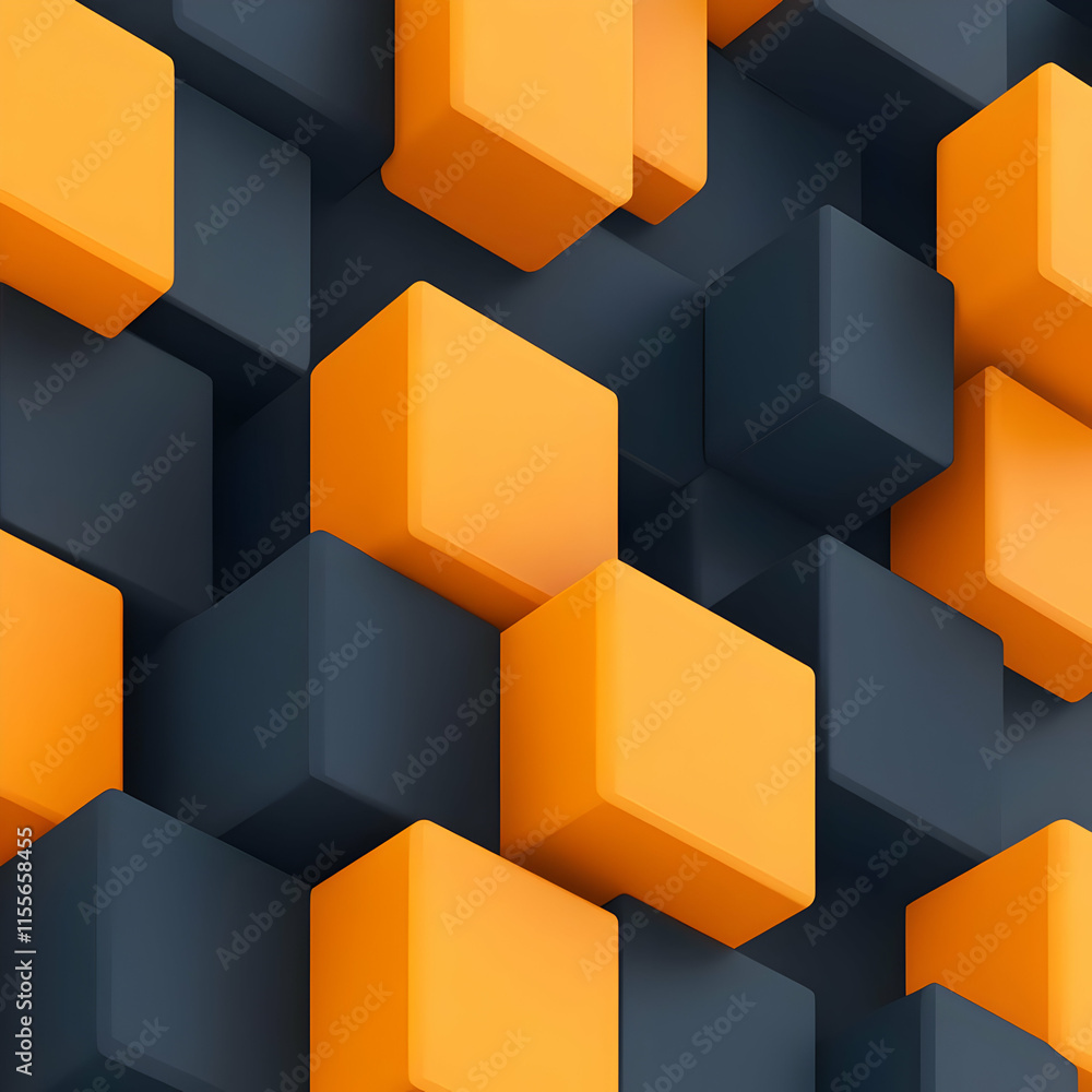 Orange and Gray 3D Cube Abstract Background Orange and Gray 3D Cube Abstract Background