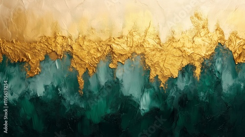 Luxurious Abstract Texture with Gold and Emerald Green Tones - Made with Generative AI photo