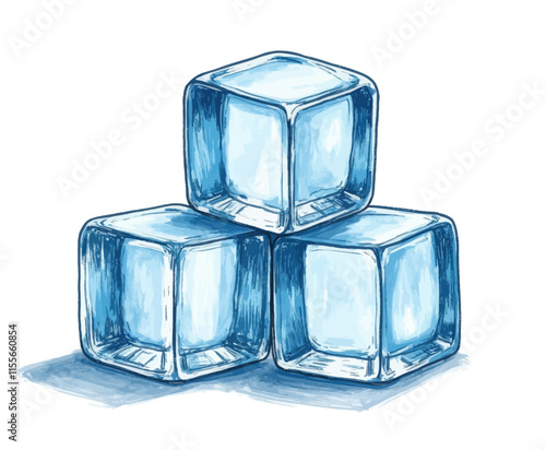 Three Clear Ice Cubes Stacked