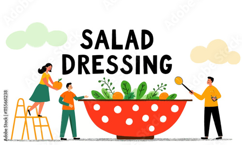 Teamwork in Salad Preparation - Dressing Addition