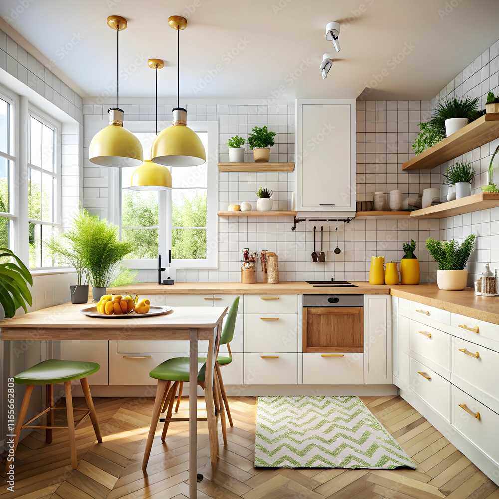 Fototapeta premium bright scandinavian style kitchen