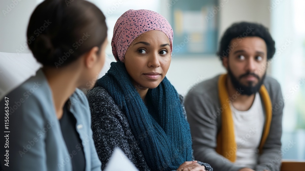 Obraz premium Supportive discussion among diverse young adults in casual setting
