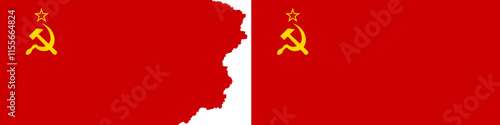 Soviet Union flags vector. Standard flag and with torn edges