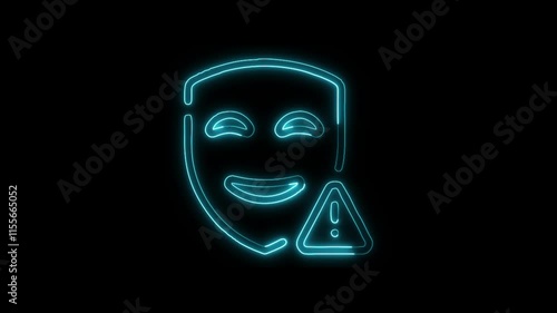 Glowing neon Disguise icon isolated on black background. HD Video motion graphic animation photo