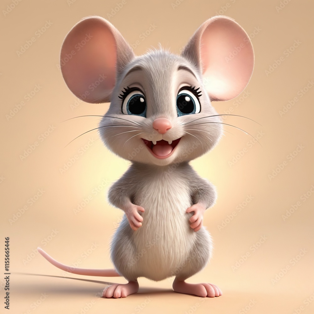 Cute little mouse smiles cheerfully.Mouse Cute little mouse smiles cheerfully.Mouse