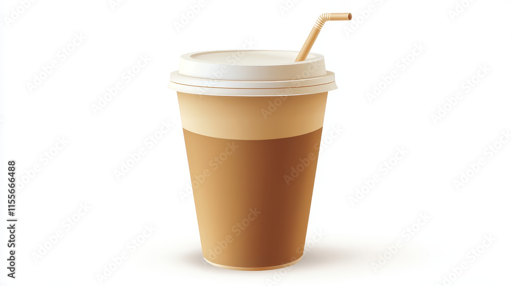 Coffee. The cup with a tube is isolated on a light background. Vector illustration. Coffee. The cup with a tube is isolated on a light background. Vector illustration.