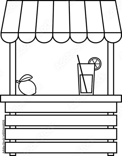 Isolated lemonade stand outline  
Transparent background.