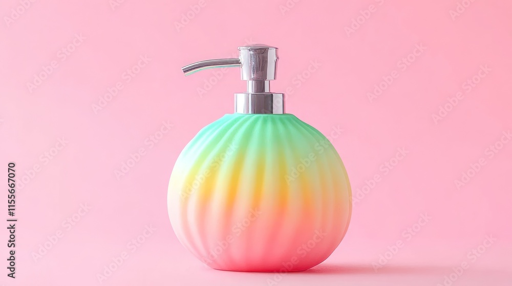 Pastel rainbow soap dispenser on pink background. (1) Pastel rainbow soap dispenser on pink background. (1)