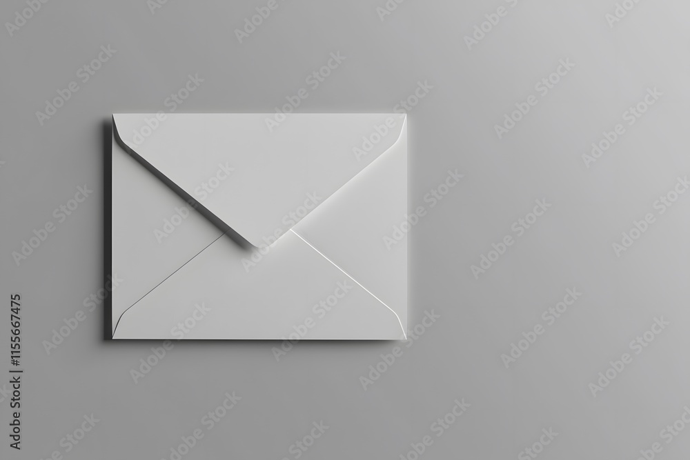 Minimalist White Envelope on Gray Background for Creative Projects Minimalist White Envelope on Gray Background for Creative Projects