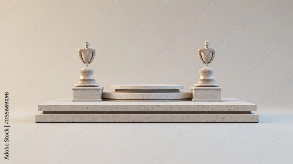 The winners ' podium. The award on the pedestal is isolated on a light background. Vector illustration. The winners ' podium. The award on the pedestal is isolated on a light background. Vector illustration.