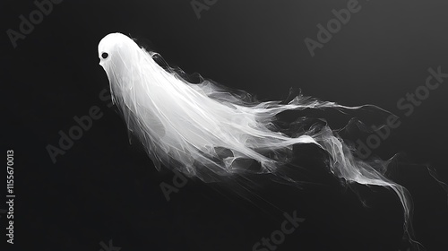 Ethereal white mist lingering on a shadowy blank background