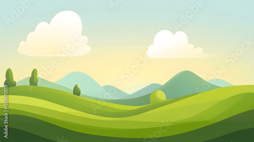 Serene Rolling Hills Landscape Under a Gentle Sky