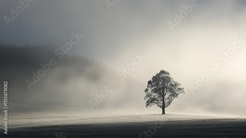 Ethereal white mist lingering on a shadowy blank background