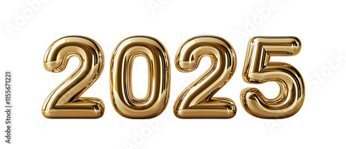 Gold metallic numbers 2025, representing bright future and celebration