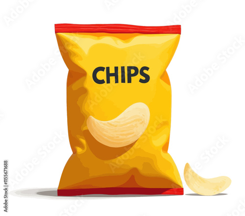 Open Bag of Chips with Single Chip Spilled