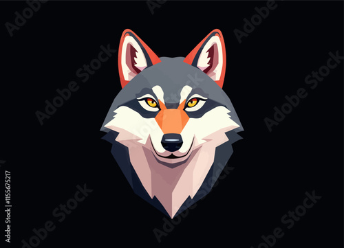 Low-poly wolf head illustration