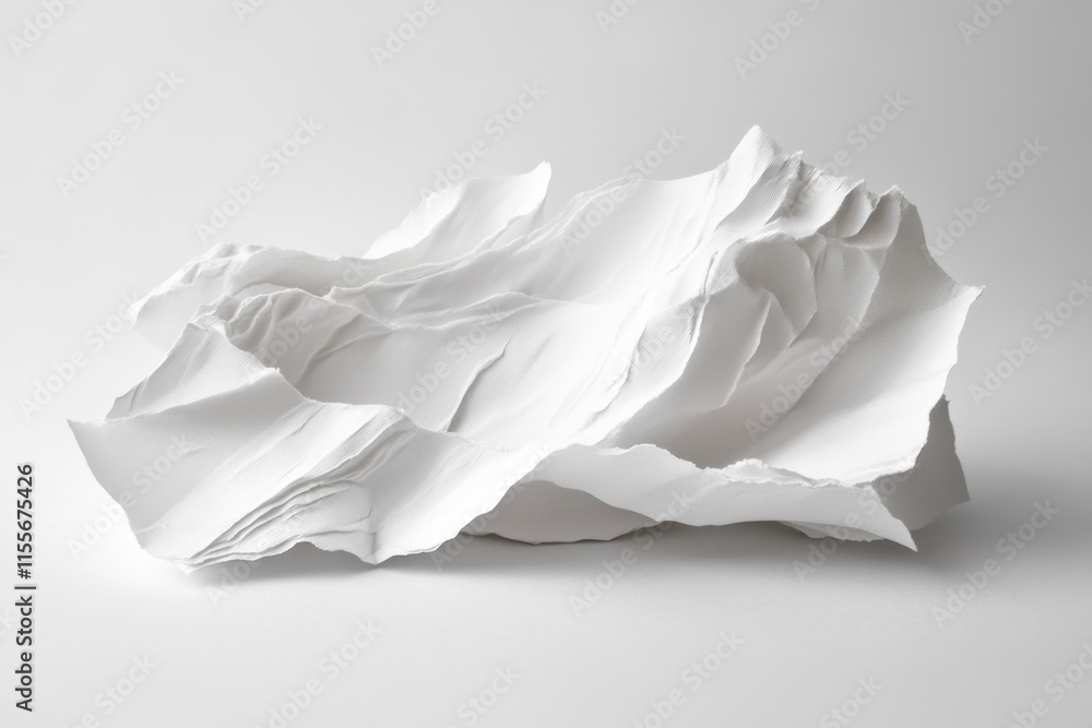 Abstract White Sculpture Resembling Crumpled Paper or a Mountain Range Abstract White Sculpture Resembling Crumpled Paper or a Mountain Range