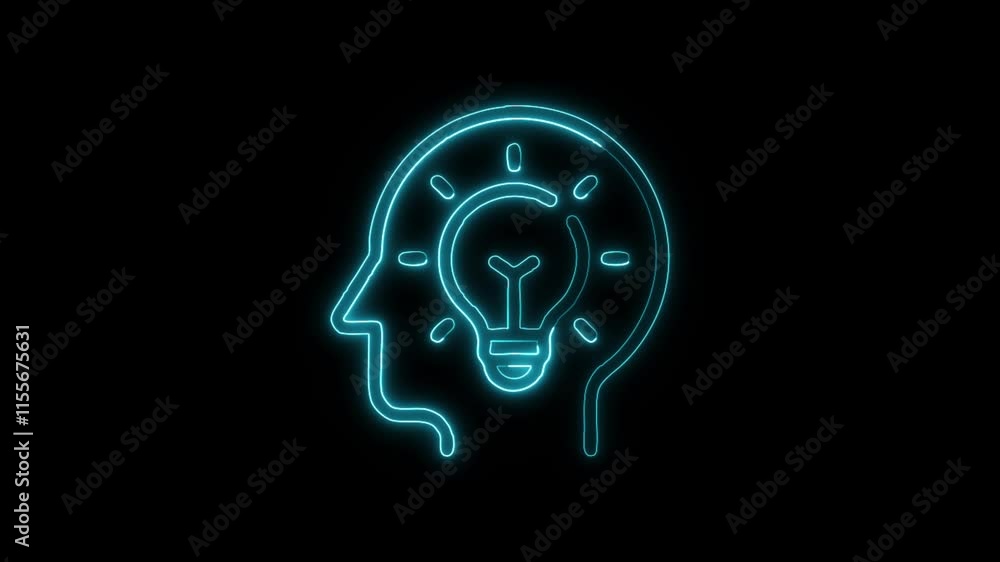Glowing neon Knowledge icon isolated on black background. HD Video motion graphic animation Glowing neon Knowledge icon isolated on black background. HD Video motion graphic animation