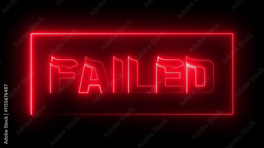 Red color failed icon stamp animation with neon line and neon circle. Red color failed icon stamp animation with neon line and neon circle.