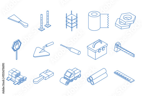 tool repair maintenance and construction equipment icons set line style icon Vector