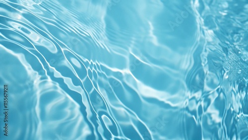 Blue clear water surface texture with ripples, and splashes. For background. 