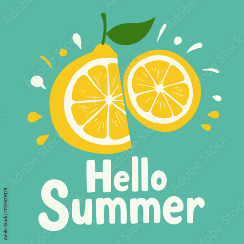 Hello Summer Lemon Illustration