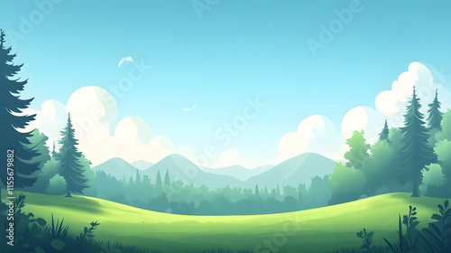 Wallpaper Mural Serene Green Meadow Landscape With Mountains and Trees Torontodigital.ca