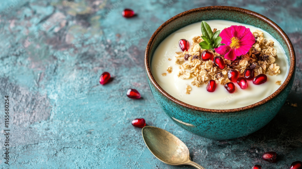 Breakfast, A bowl of Greek yogurt topped with honey and granola, beautifully arranged for a healthy snack or breakfast option, perfect for culinary inspiration or food-related content. Breakfast, A bowl of Greek yogurt topped with honey and granola, beautifully arranged for a healthy snack or breakfast option, perfect for culinary inspiration or food-related content.